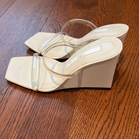 Zara White Clear Strap Wedge - Picture 3 of 5